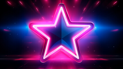 Obraz premium neon star background. neon banner.