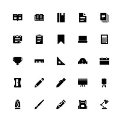 Stationary icon set - Solid monochrome