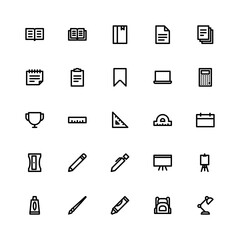 Stationary icon set - line monochrome