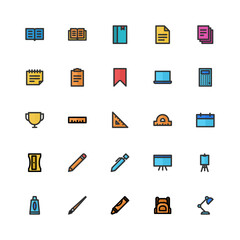 Stationary icon set - Filled line color