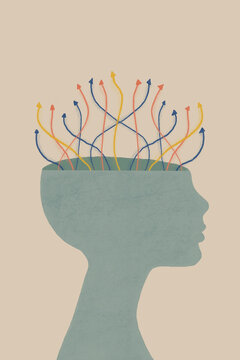 Concept of mental health awareness of brain against gray wall