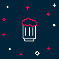 Line Wooden beer mug icon isolated on blue background. Colorful outline concept. Vector