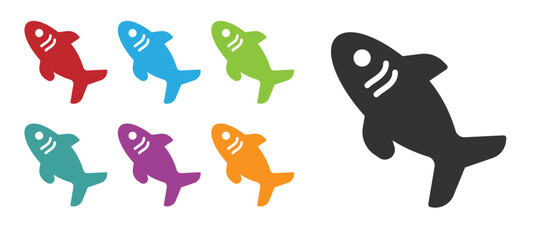 Black Shark icon isolated on white background. Set icons colorful. Vector
