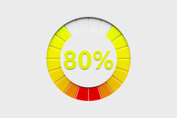 3d illustration control panel icon. High risk concept on  spedometer. Credit rating scale