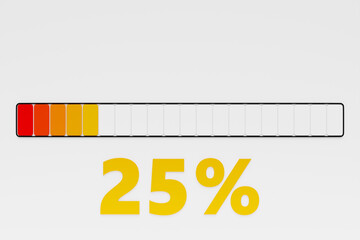 Energy meter, battery indicator and charging progress with percentage 3D template. Energy control measurement panel, car dashboard