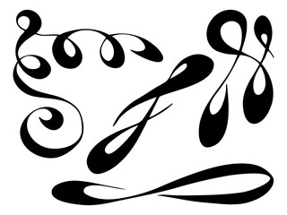 Vector set of vintage styled calligraphic hand drawn elements with calligraphy swirls, ornate motifs. Decorative elements for frames. 