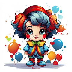 Fototapeta premium Cute clown Cartoon isolated on a white background