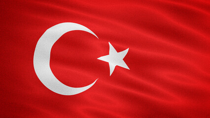 Waving Fabric Texture Of Turkey National Flag Graphic Background