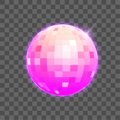 Vector disco ball. mirror reflected circle glamorous ball for night club dance party decent vector realistic