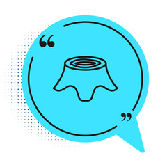 Black line Tree stump icon isolated on white background. Blue speech bubble symbol. Vector