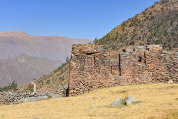 The Inca Ruins of Pumamarca, near the town of Ollantaytambo, Cusco, Peru