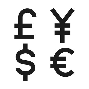 Vector most used currency symbols on white background