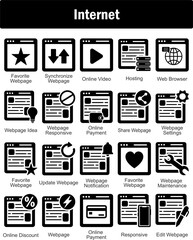 A set of 20 Internet icons as favorite webpage, synchronize webpage, online video