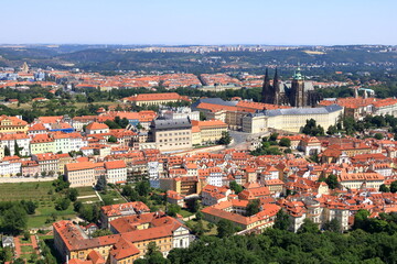 Prague beautiful panoramic aerial view from above, czech republic