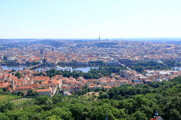 Fototapeta na wymiar Prague beautiful panoramic aerial view from above, czech republic