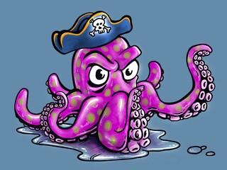Pirate octopus cartoon