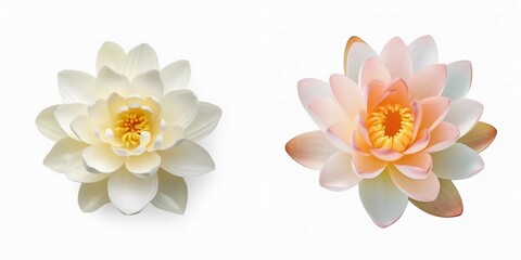 A top view of a lotus flower. Isolated white background. AI Generated