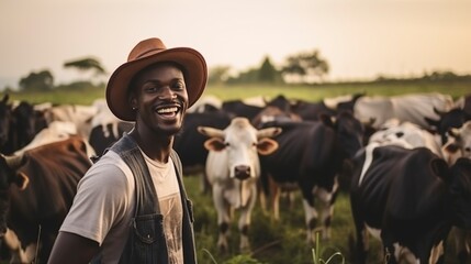 smiling young black man working on a farm.