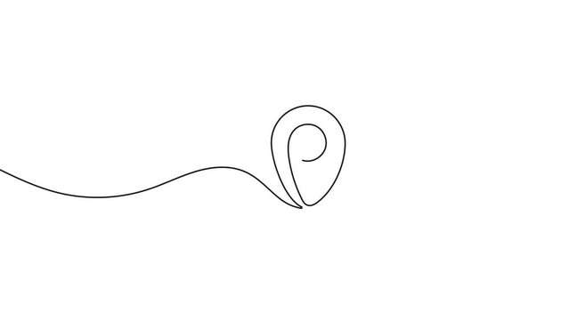 Location pins continuous drawing video, geotag sign line. Hand drawn location icon in doodle style motion.