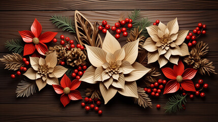 New Year's gift decorated with a bow on neutral background