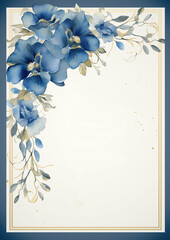 Announcing the Watercolor Congratulation Invitation card,Luxurious style, sparkling gold blue.