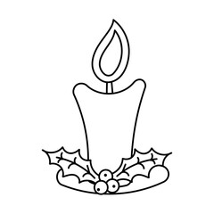 candle christmas holly light coziness line doodle