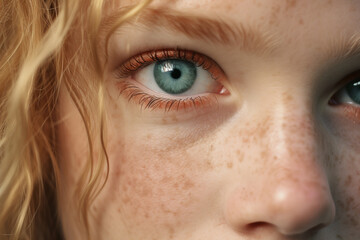 Obraz premium Close-up portrait of a beautiful young woman, blonde with blue eyes