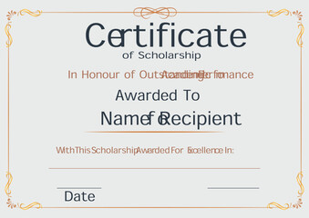 Vector illustration of scholarship or diploma template with modern design, easy to edit font , text and color changes.
