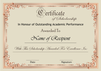Vector illustration of scholarship or diploma template with modern design, easy to edit font , text and color changes.
