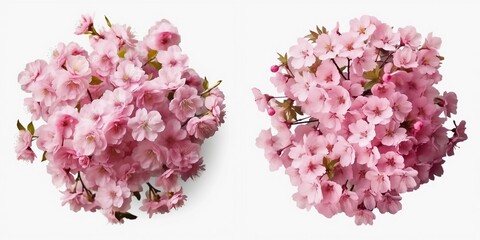 Fototapeta premium A top view of a cherry blossom. Isolated white background. AI Generated.