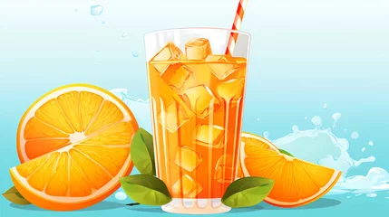 Rolgordijnen hand drawn cartoon orange juice illustration  © 俊后生