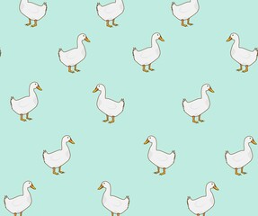 Pattern design of cute geese, seamless pattern. vector, cartooned, menthol background, seamless patterns, flat illustration, vector