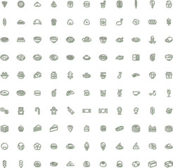 ミニミニ食べ物飲み物イラストアイコンセット　カラーシャドウ