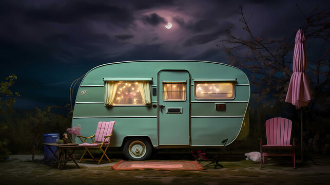 caravan in the woods