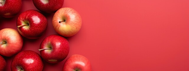 Red apples on red background