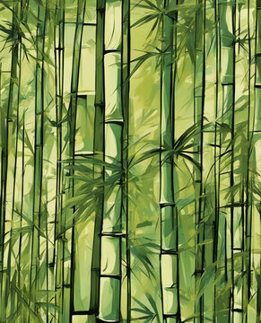 Yellow green bamboo wallpaper. Generative AI.