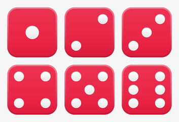 Dice icons set. Contour, black game cubes from one to six points. Gambling objects for playing in the casino, poker. Vector