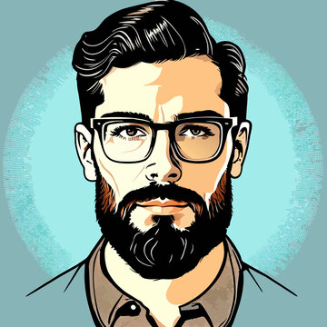 Hipster man in glasses. Vector illustration in retro style.