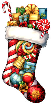 Christmas stocking filled with gifts