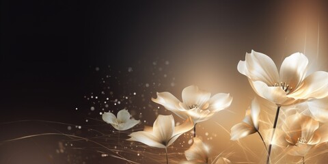 Beautiful abstract beige night photo floral design background banner. beautiful Generative AI AIG32