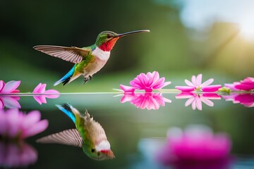 hummingbird and flower