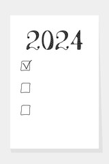 List of resolutions 2024. Goals, resolutions, plan, actions, concept checklist. New Year 2024 background.