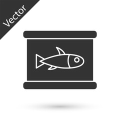 Grey Canned fish icon isolated on white background. Vector.
