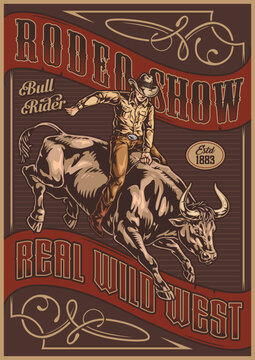 Rodeo show vintage flyer colorful