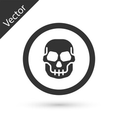 Grey Mexican skull coin icon isolated on white background. Vector