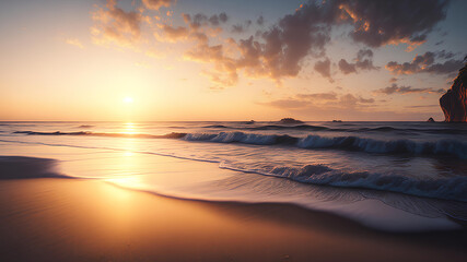 Obraz premium Sunset over the sea. AI