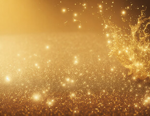 Abstract background with gold glitter and bokeh