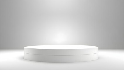 White Circular Podium with a Gentle Spotlight, Perfect for Product Presentations