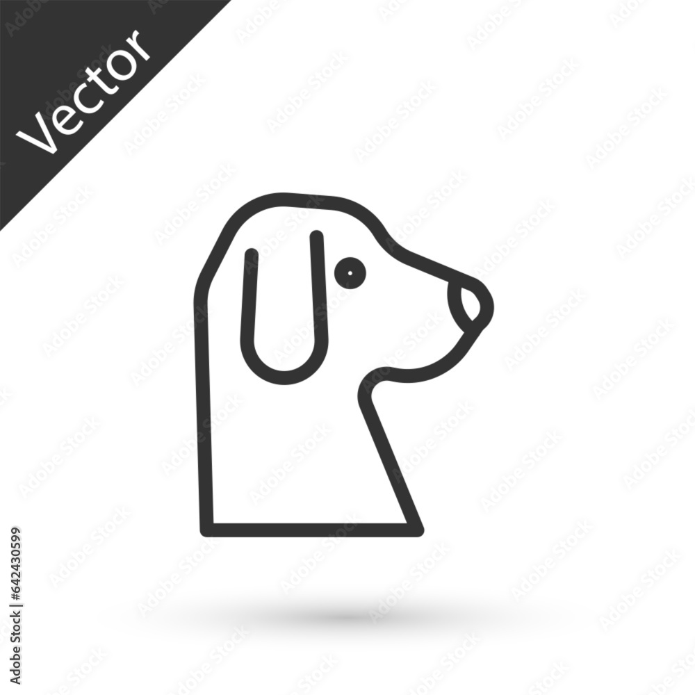 Wall mural grey line dog icon isolated on white background. vector