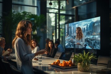 business lady at a business presentation